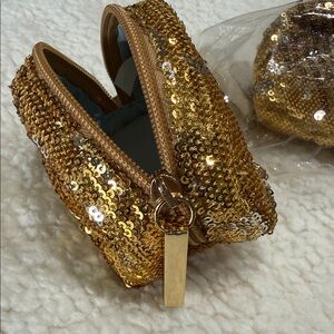 Glamorous Gold And Silver Sequin Cosmetic Bag.